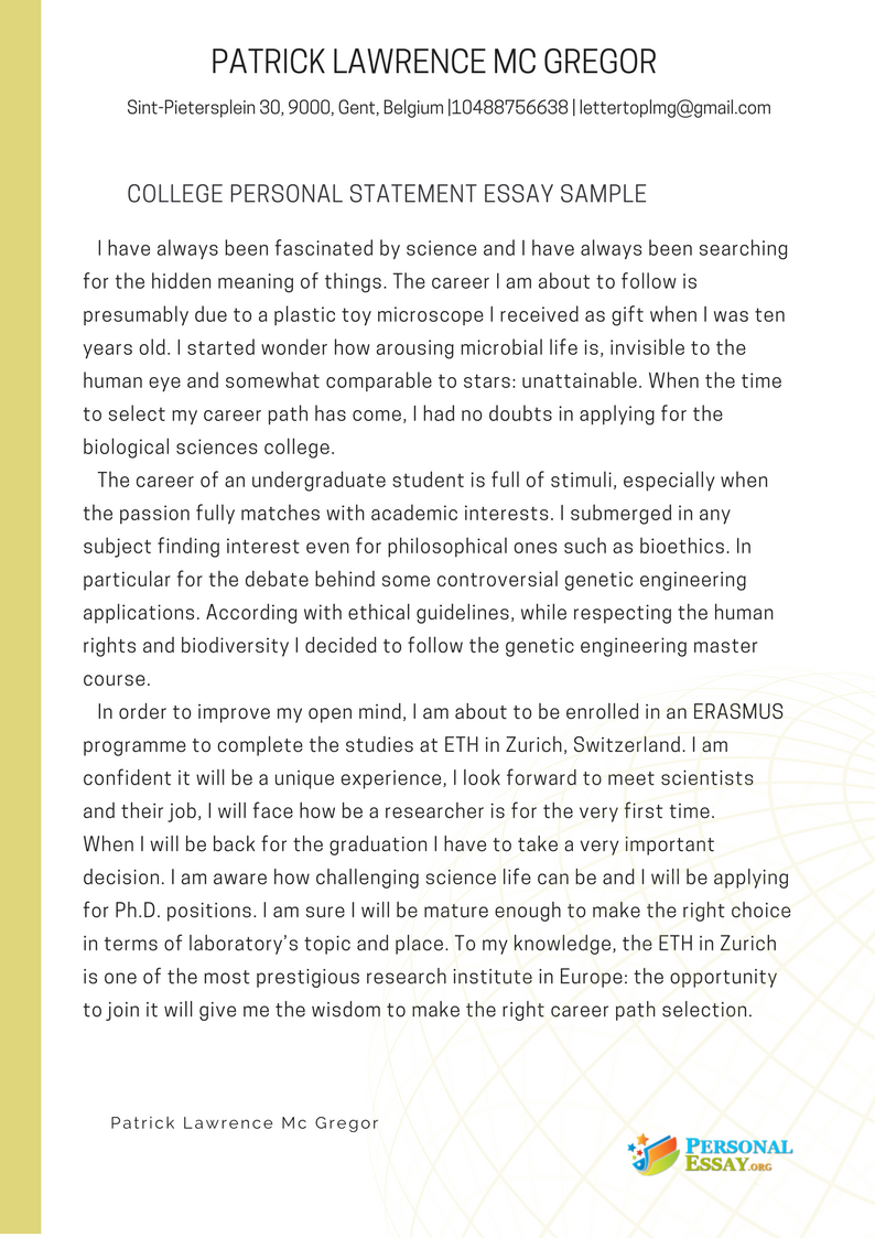 personal statement college application